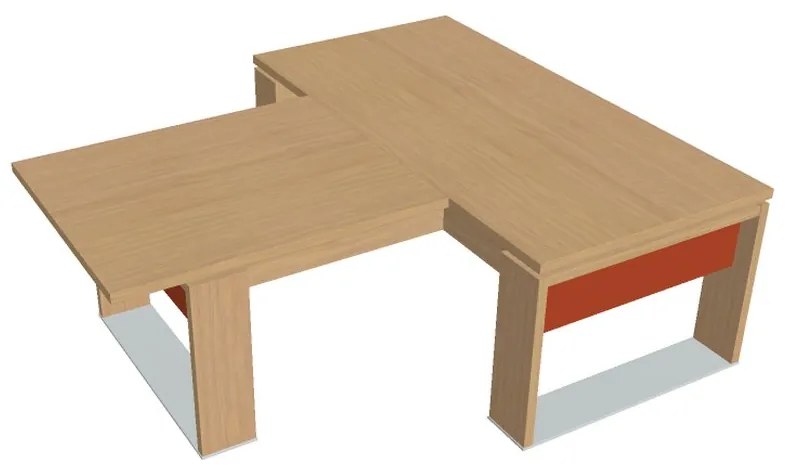 Masă Verno+ S 200 x 220 cm, cu extensie, stejar deschis / portocaliu