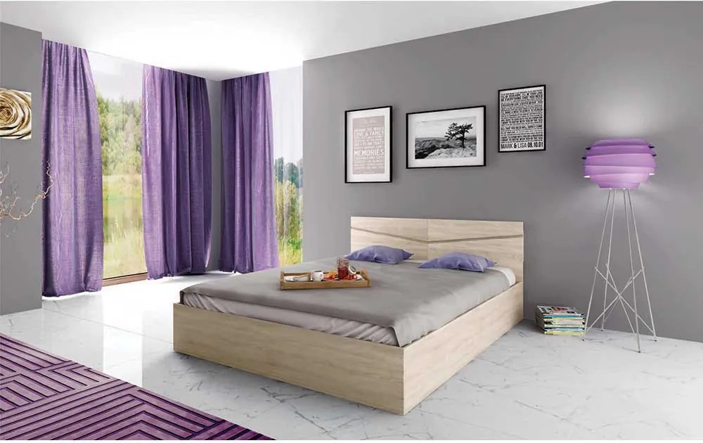 PAT MATRIMONIAL,164.5X206X78 (160X200) CM,CULOARE SONOMA,PAL