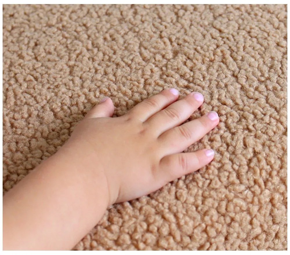 Fotoliu pentru copii maro cu tapițerie din stofă bouclé Moouv – Artie