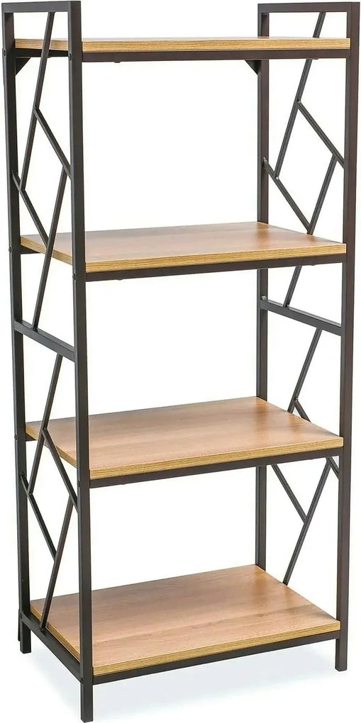 Etajera TABLO R4, stejar/maro inchis, PAL laminat/metal, 60x40x140 cm