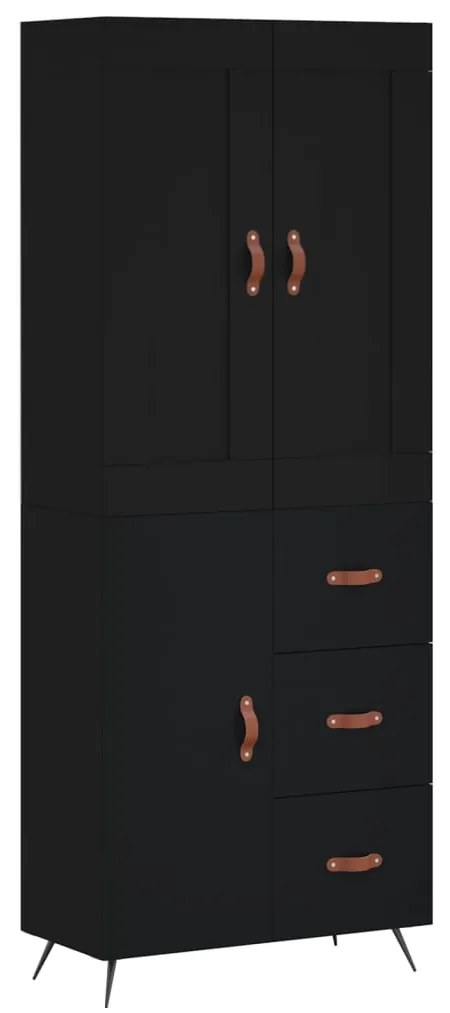 3199786 vidaXL Dulap înalt, negru, 69,5x34x180 cm, lemn compozit