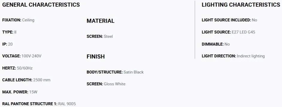 Lustra suspendata metal TATAWIN S 5L negru, alb