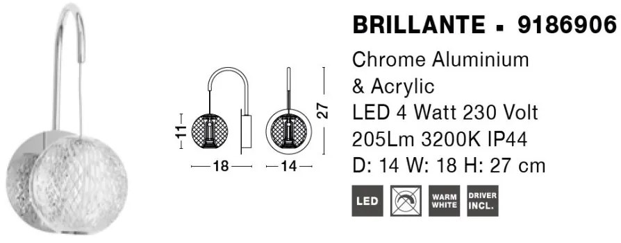 Aplica de perete LED design decorativ BRILLANTE