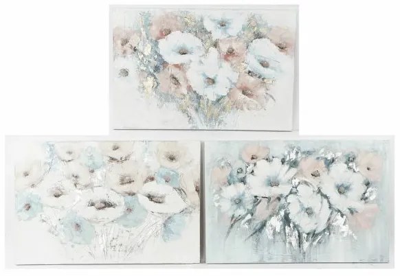 Tablou dkd home decor květiny (120 x 3.5 x 80 cm) (3 pcs)