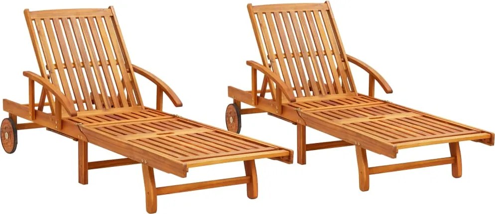 vidaXL Șezlonguri, 2 buc., lemn masiv de acacia