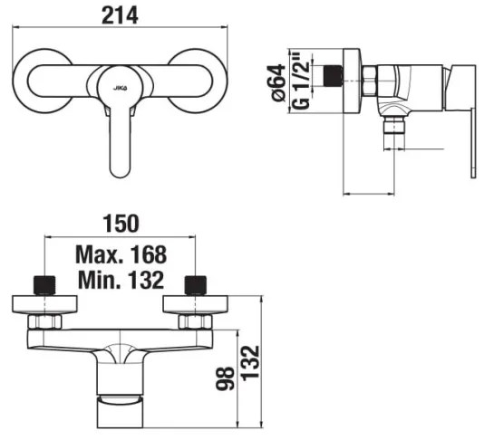 Baterie de duș JIKA H3311Z70044001 LYRA crom lucios