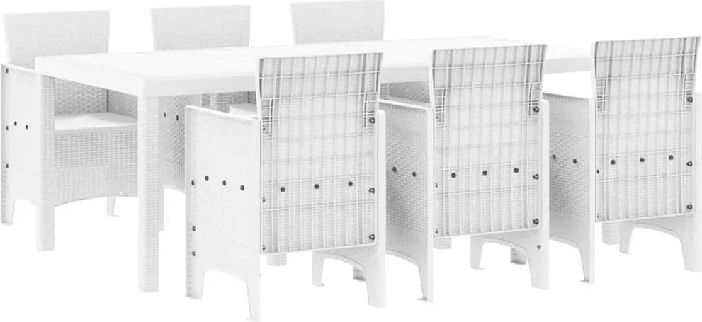 vidaXL Set de masă pentru grădină 7 pcs Alb Polipropilenă