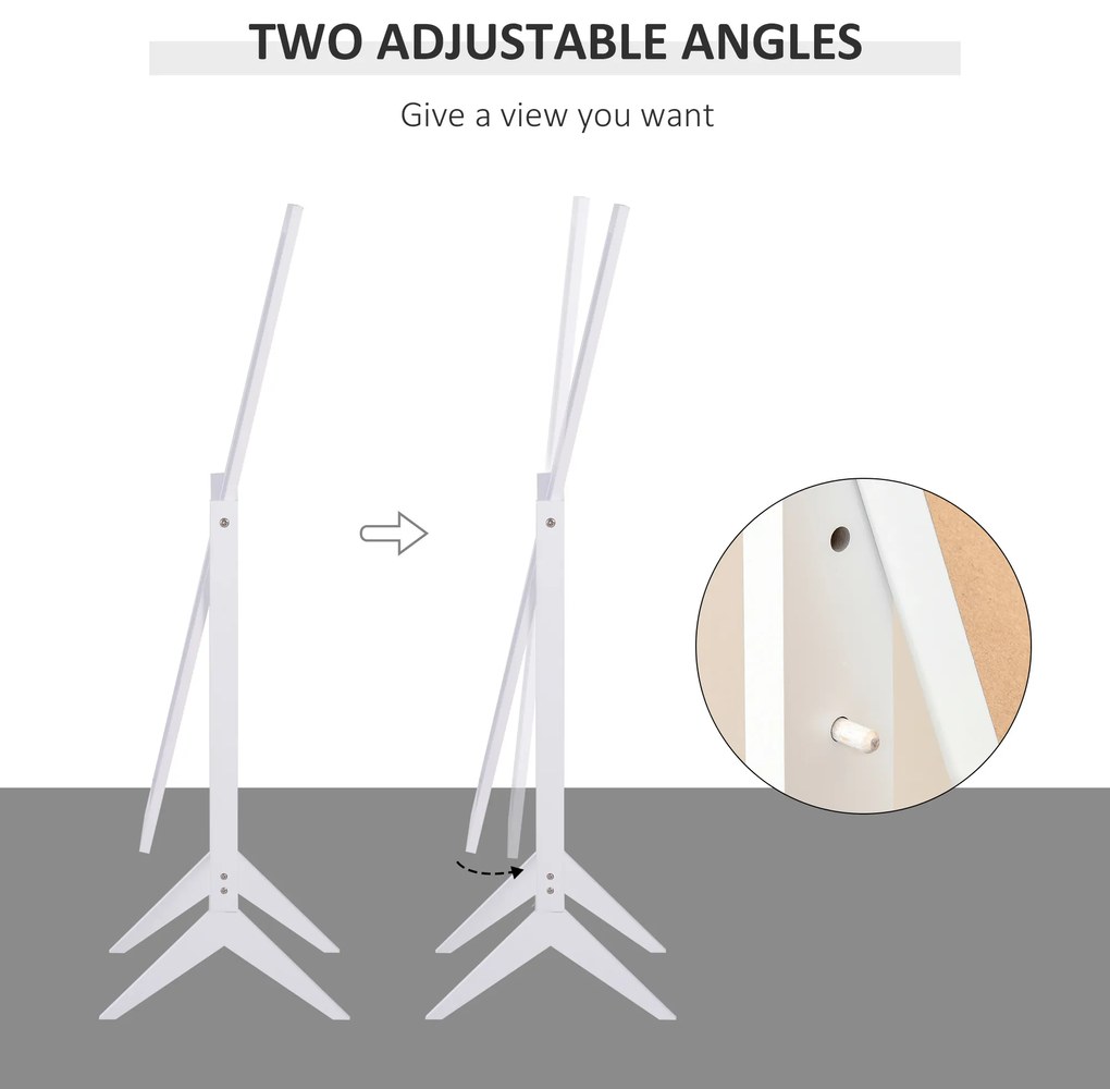 HOMCOM Oglindă Integrală cu 4 Picioare și Unghi Reglabil Alb | Aosom Romania