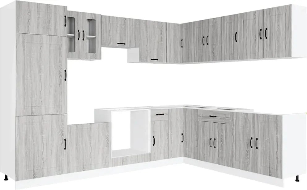 vidaXL Set de dulapuri de bucătărie 14 piese „Kalmar” lemn Sonoma gri