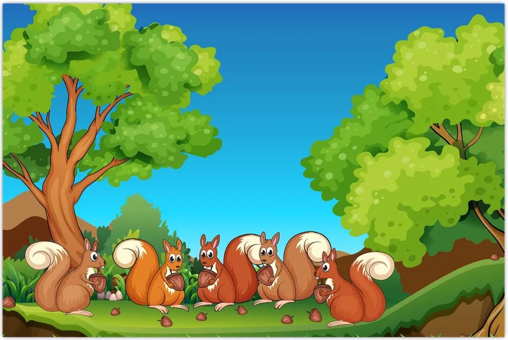 Tablou - Veverițe vesele (90x60 cm)