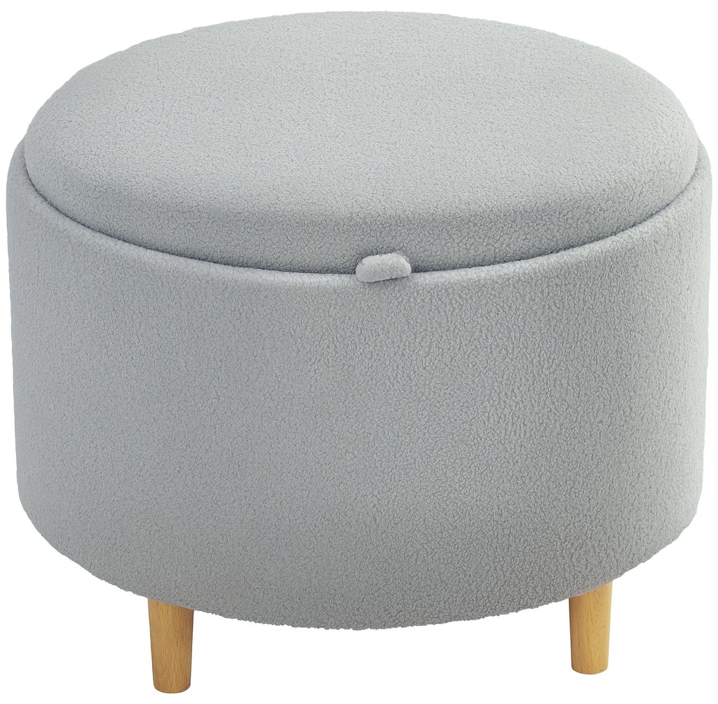 HOMCOM Scaun depozitare, Teddyfleece, capac ascuns, reversibil, 56 cm x 56 cm x 42 cm, Gri | Aosom Romania