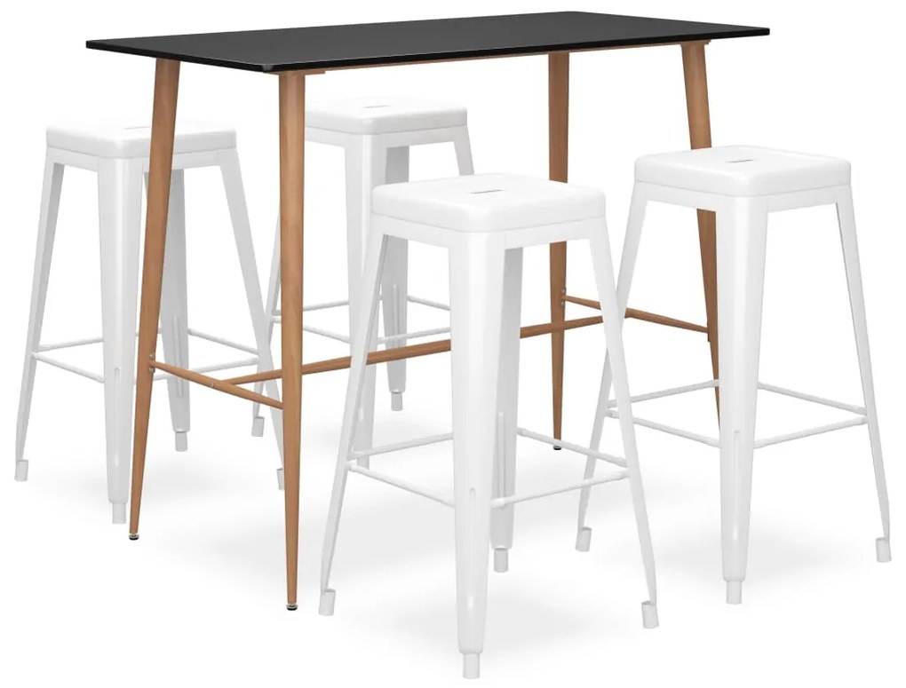 Set mobilier de bar, 5 piese, negru si alb Alb si negru, 5