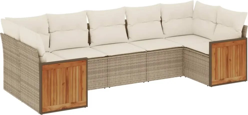 vidaXL Set canapele de grădină, 7 piese, cu perne, bej, poliratan