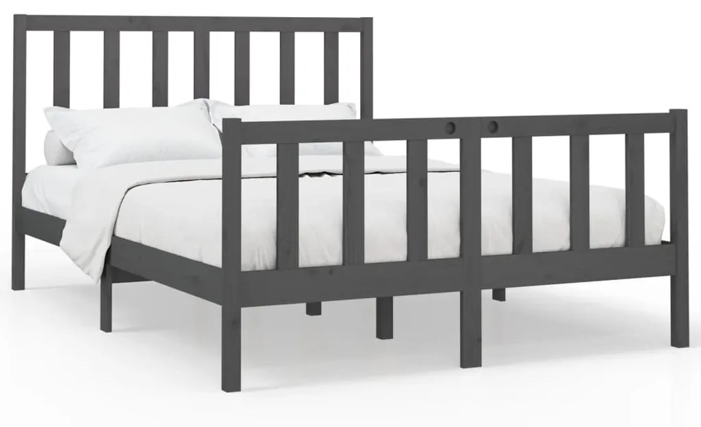 3106700 vidaXL Cadru de pat, gri, 120x200 cm, lemn masiv de pin