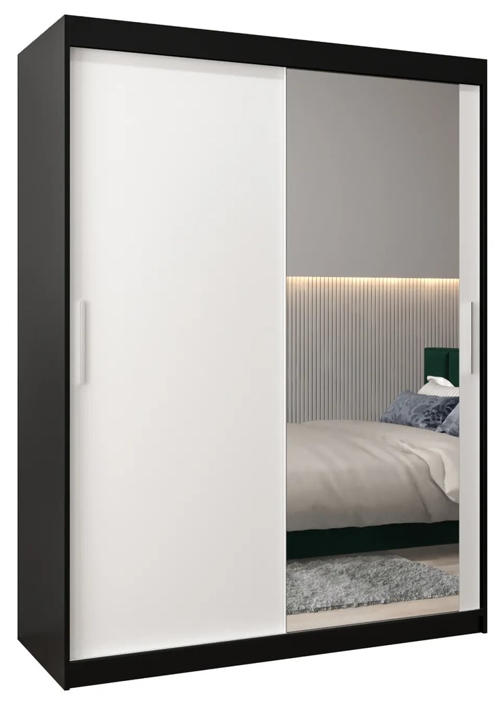 Dulap de haine 150 cm Toki 2 (negru mat + alb mat). 1064989