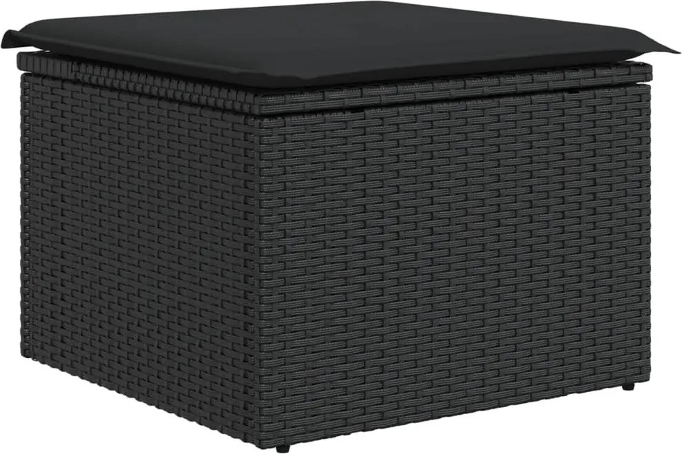 vidaXL Scaun de grădină cu pernă, negru, 55x55x37 cm, poliratan