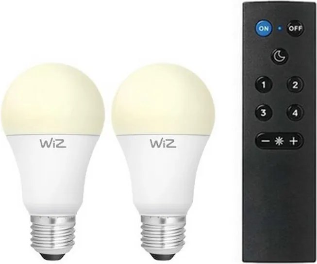 Set de 2 becuri LED dimabile A60 E27/9W/230V 2700K Wi-Fi + telecomandă - WiZ