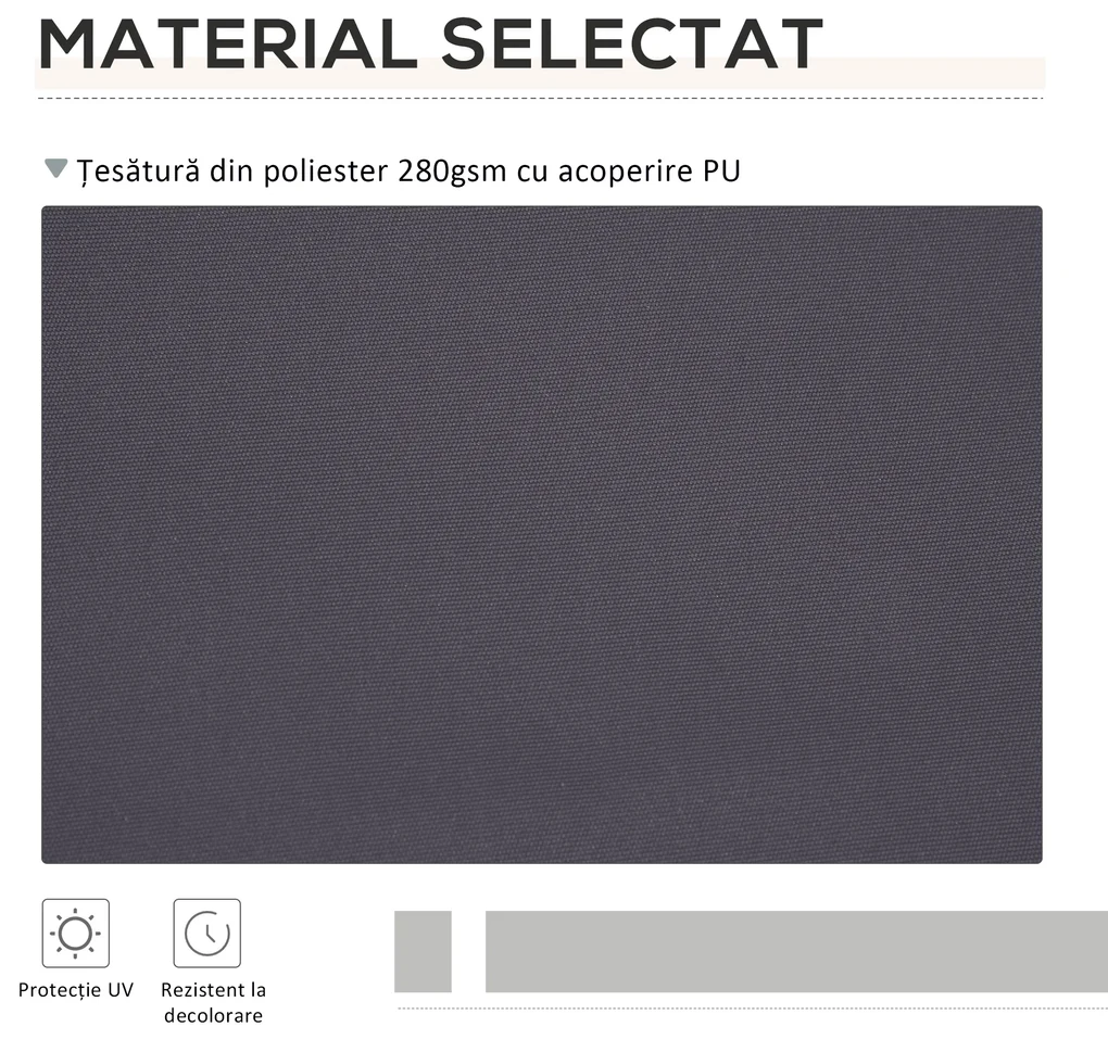 Outsunny Pânză de Schimb pentru Copertină Retractabilă Anti UV 30+, 3.47x2.9 m, Gri | Aosom Romania