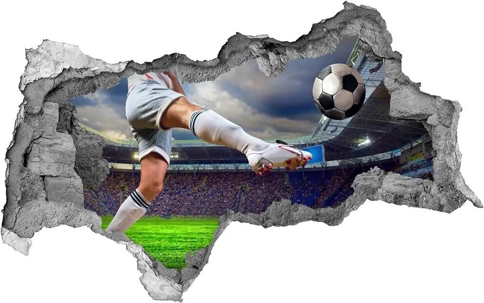 Autocolant gaură 3D Jucător de fotbal pe stadion