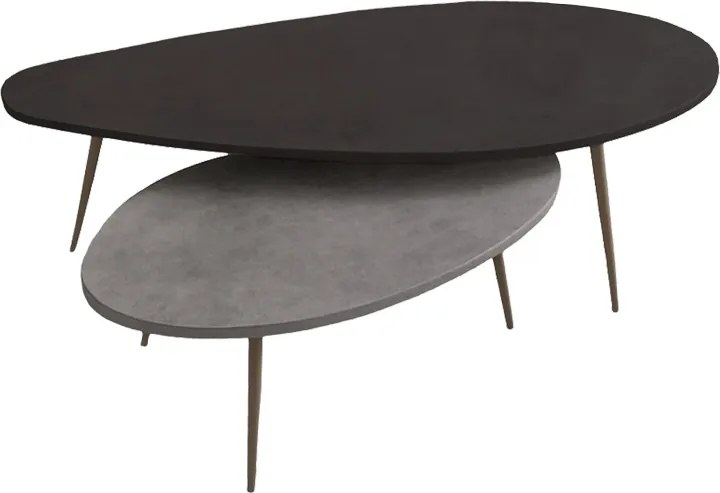 Set 2 Masute Cafea Monnart Finisaj Negru-Gri, Dim. 116x46x46 Cm