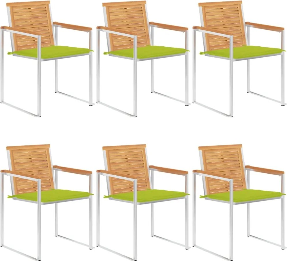 vidaXL Scaune de grădină cu perne, 6 buc., lemn masiv de tec