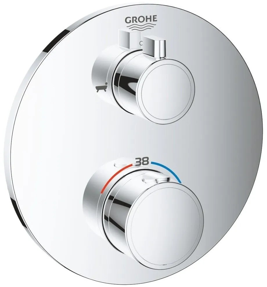 Grohe Grohtherm Baterie cada dus cu termostat, 2 iesiri, rotunda, crom