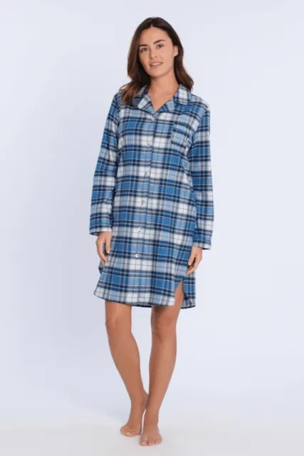 Cămașă de noapte din flanel pentru femei DEBBIE L Albastru / Blue