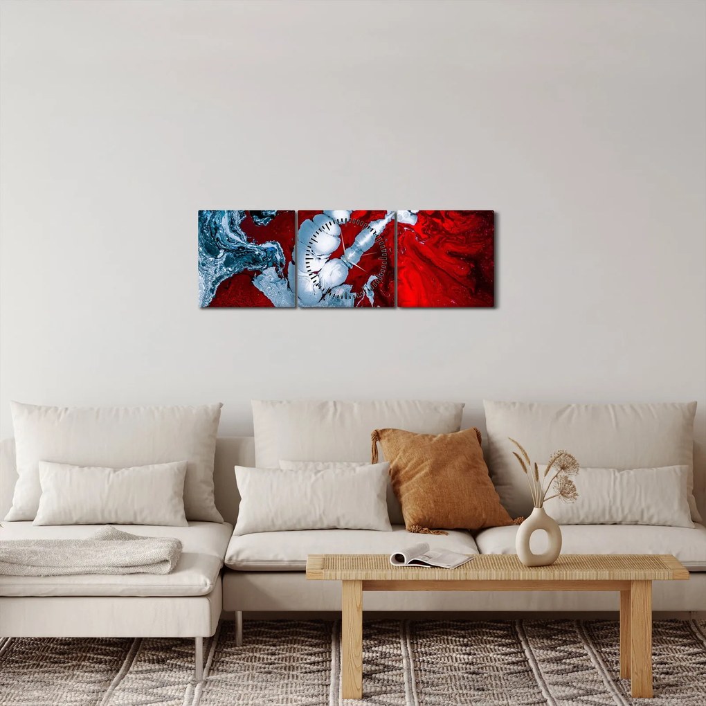 Tablou cu pete abstarcte (cu ceas) (90x30 cm)