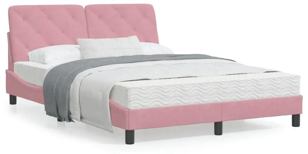 3207922 vidaXL Cadru de pat cu tăblie, roz, 140x190 cm, catifea