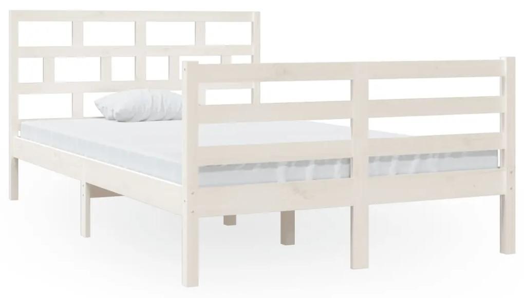 3101279 vidaXL Cadru de pat, alb, 120x200 cm, lemn masiv de pin