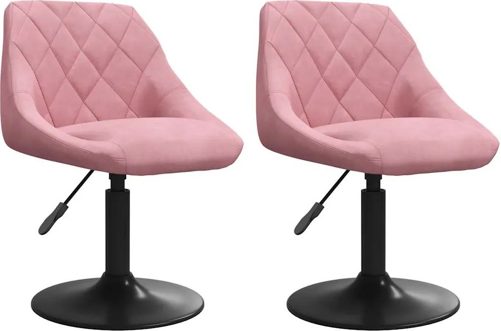 vidaXL Scaune de bucătărie pivotante, 2 buc., roz, catifea