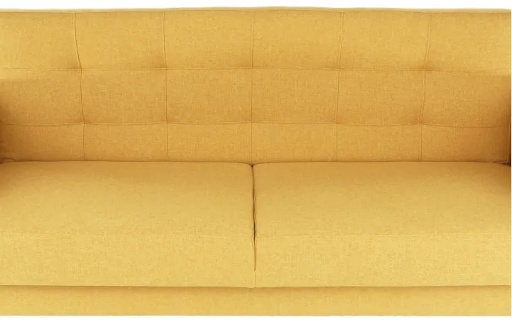 Set complet tapitat de canapea cu fotoliu, tesatura de culoare mustar, AMEDIA