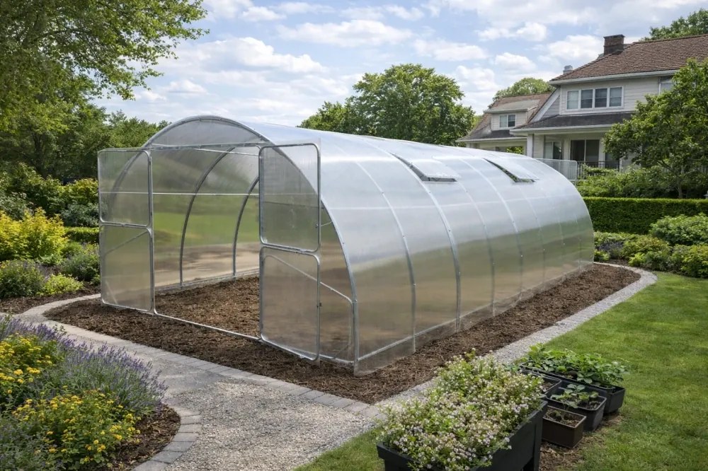 GAUDI 4x8 — Sera Modula din otel si policarbonat, Lățime 4 m, Lungime 8m (32m²),