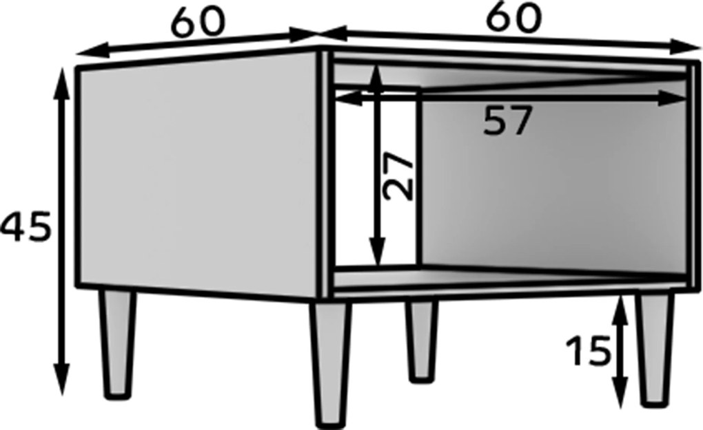 Masuta de cafea DULLUM 60x60cm, alb