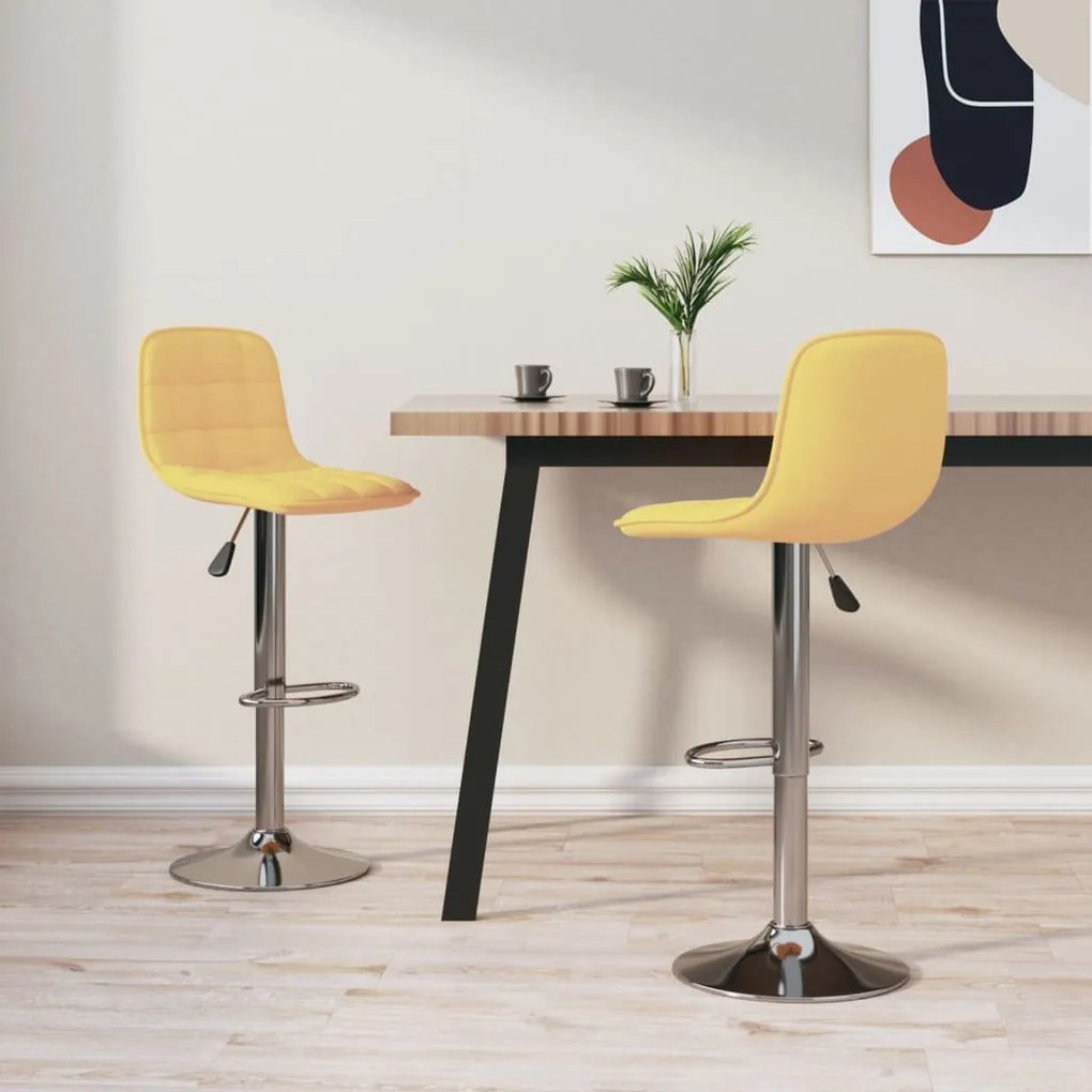 vidaXL Scaune de bar, 2 buc., galben, material textil