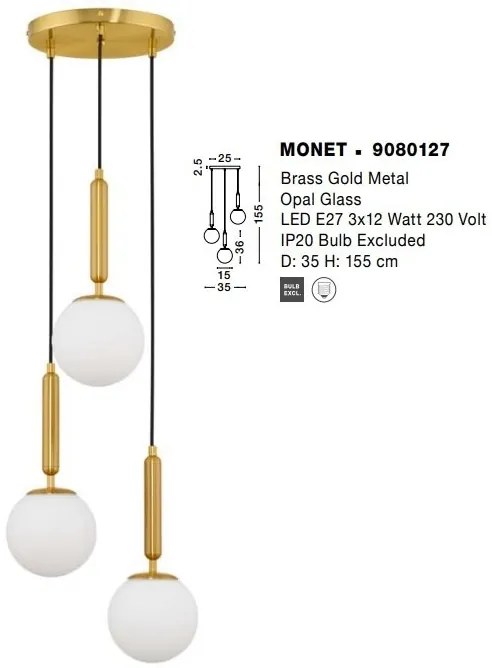 Lustra cu 3 pendule design modern MONET