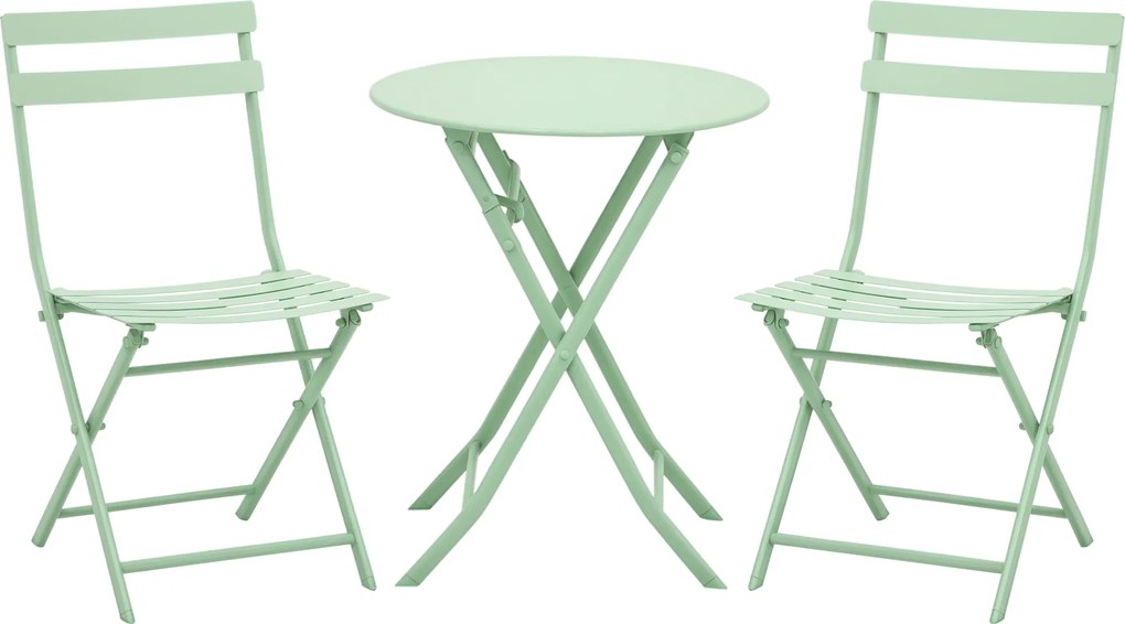 Outsunny Set de Mobilier de Grădină pentru 2 Persoane Masă Bistrou cu 2 Scaune pentru Curte Grădină Pliabil Verde | Aosom Romania