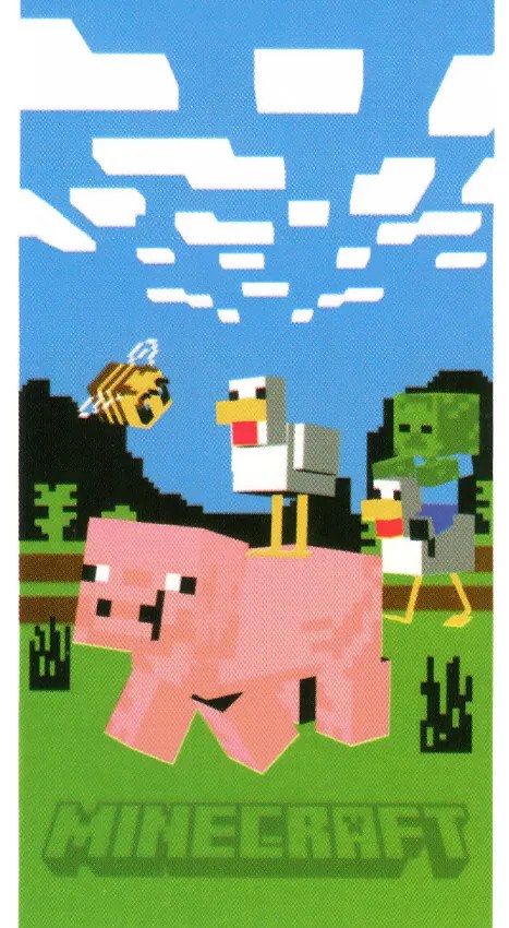 Carbotex Prosop pentru copii Minecraft Porc șiRață, 70 x 140 cm