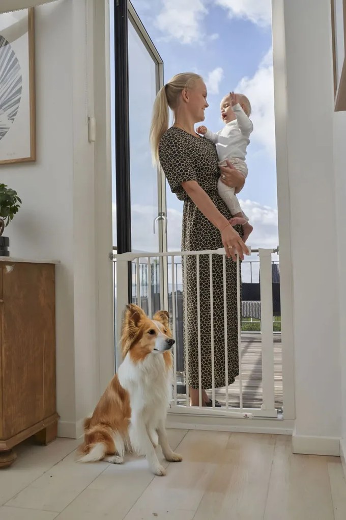 Șină de siguranță 74-105 cm pentru scări și uși oțel alb