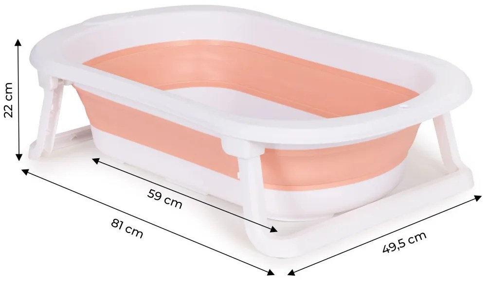 Cada de baie pentru copii cu scurgere pliabilă roz