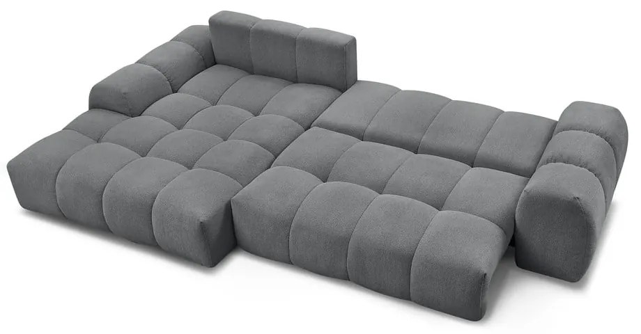 Colțar gri închis extensibil/cu spațiu de depozitare cu tapițerie din chenille (cu colț pe partea stângă/cu șezlong) Everest – Bobochic Paris