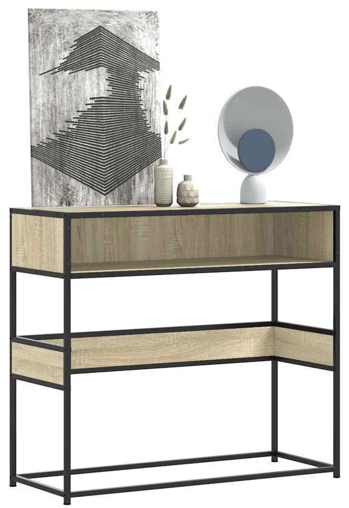 vidaXL Măsuță consolă, stejar sonoma, 90x35x80 cm, lemn prelucrat
