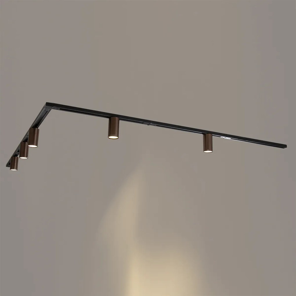 Sistem modern de iluminat pe șine cu 5 spoturi bronz închis monofazat GU10 35mm - Iconic Ruby