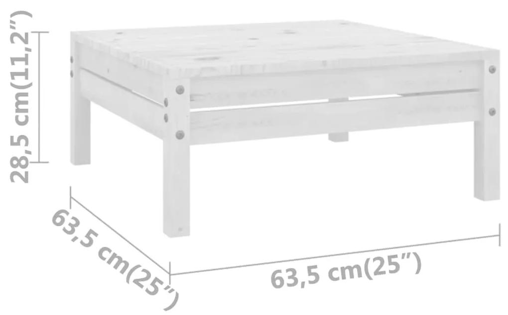 Set mobilier de gradina, 3 piese, alb, lemn masiv de pin Alb, 2x colt + masa, 1