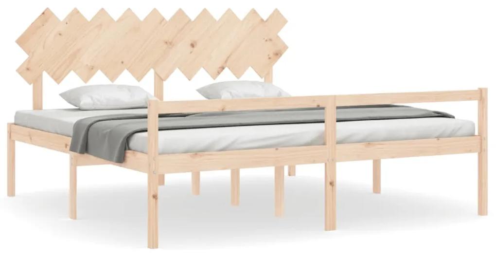 3195566 vidaXL Cadru de pat senior cu tăblie, 200x200 cm, lemn masiv