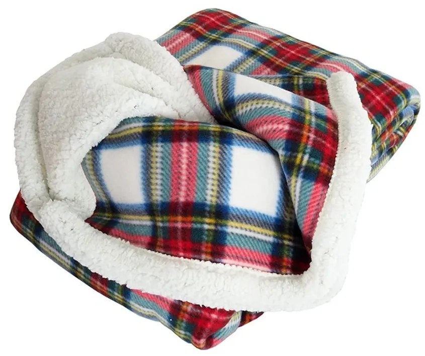 Patura din microplus, imitatie de miel BUFFALO TARTAN colorata Dimensiune: 150 x 200 cm