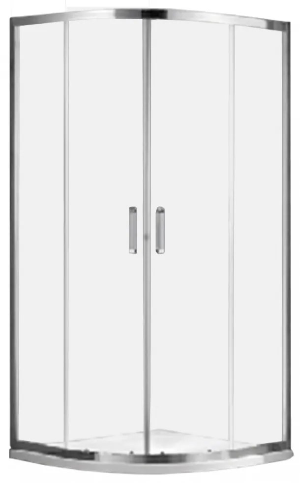 Cabină de duș curbată Caprera cu 2 uși glisante, fără cădiță de duș, cu strat de acoperire Easy Clean