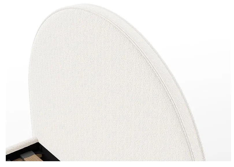 Pat single alb tapițat cu somieră 90x200 cm MOON – Vipack