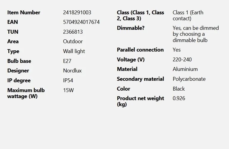 Aplica de exterior stil minimalist nordic IP54 Linas