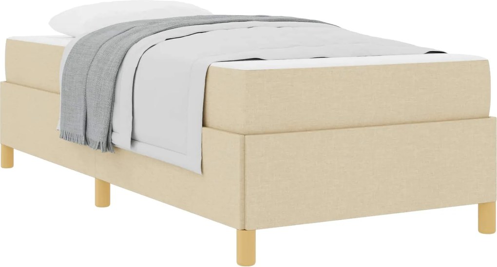 vidaXL Cadru de pat cu saltea Crem 90 x 190 cm țesătură